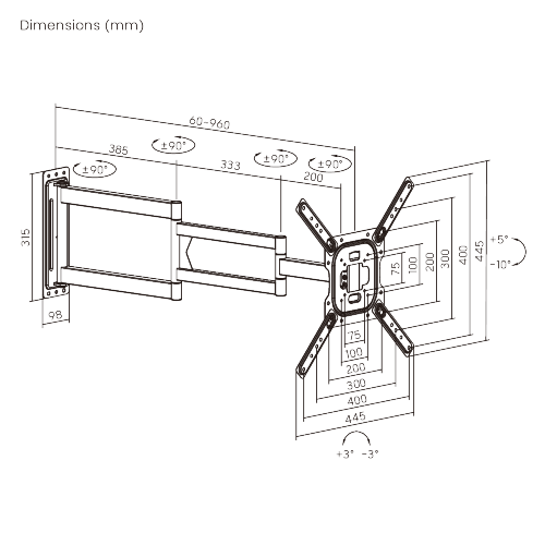 Wolff Mount TVB-15XL tv wall mount – product view