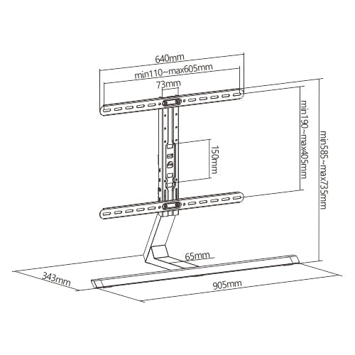 Wolff Mount TVB-95 tabletop tv stand – product view