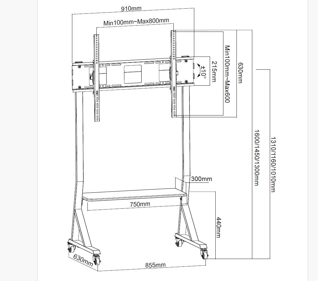 Wolff Mount TVB-118 tv floor stand – product view
