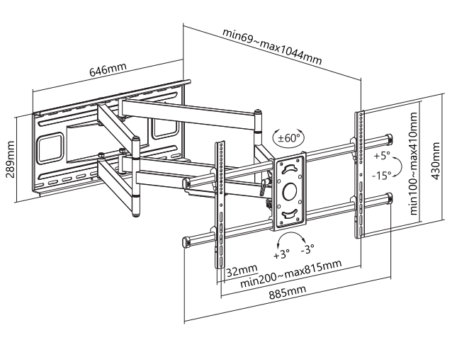 Wolff Mount TVB-80 tv wall mount – product view