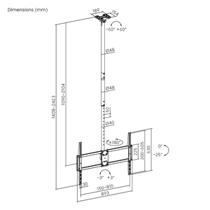 Wolff Mount Pro Ceiling Bracket – Telescopic Height Adjustment (50"-100") | TVB-115